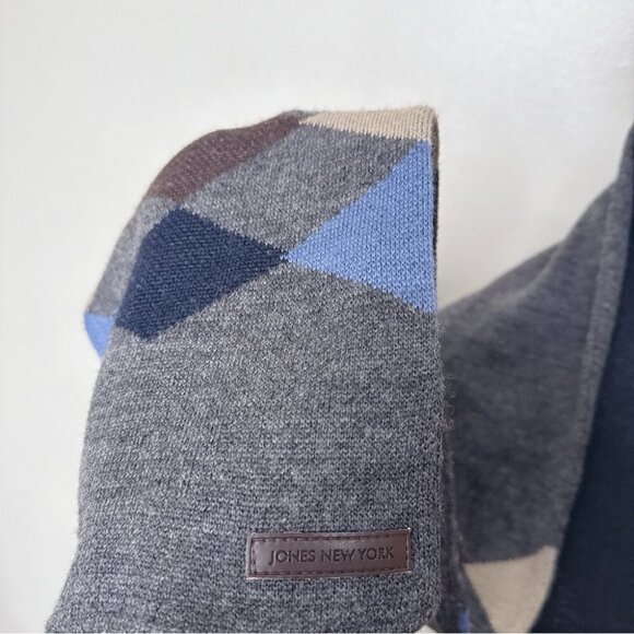 Jones New York Womens One Size Wool Blend Jacquard Knitted Scarf - Picture 9 of 11